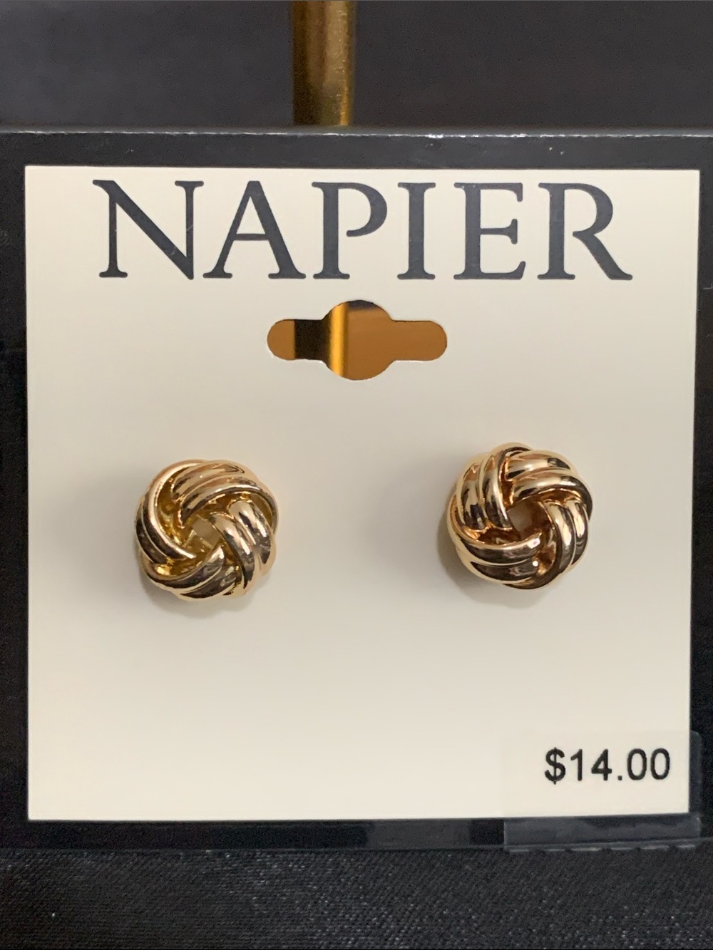 NWT Napier gold tone knot stud earrings